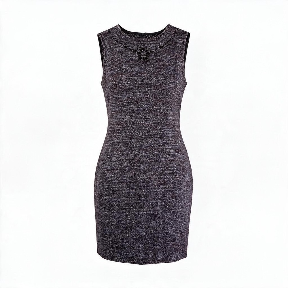 St John Collection Wool Sheath Dress 8 Multi Color Embellished Knit Quite Luxury